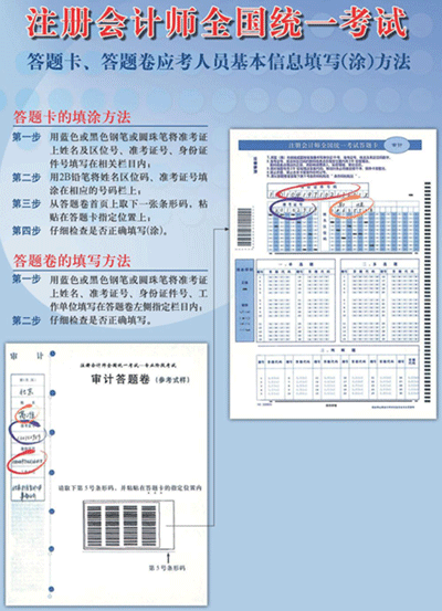 注册会计师全国统一考试答题卡、答题卷应考人员基本信息填写（涂）方法